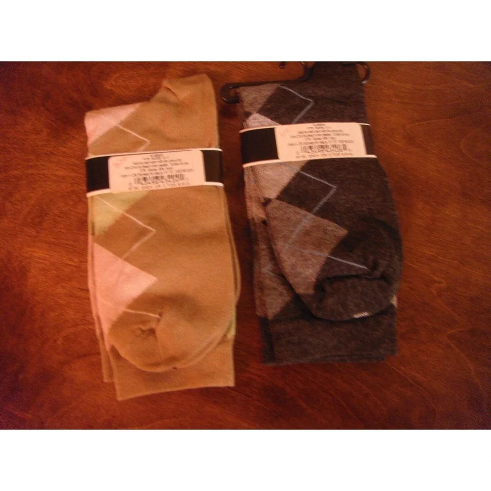 2 lot Alfani usa made sock 9-11 black grey tan green‎ pink multi color NEW
